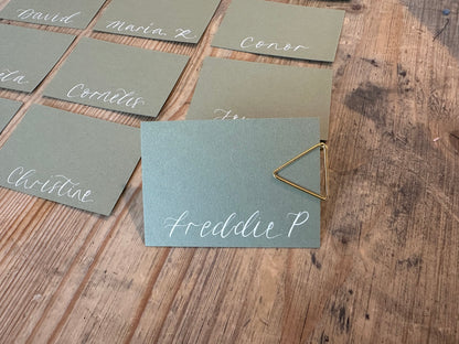 EUCALYPTUS Square *ish Calligraphy Place Name Card | Calligraphy Wedding Place Name Card