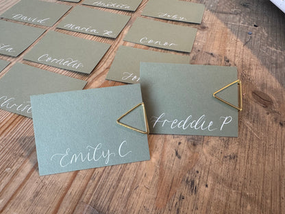 EUCALYPTUS Square *ish Calligraphy Place Name Card | Calligraphy Wedding Place Name Card