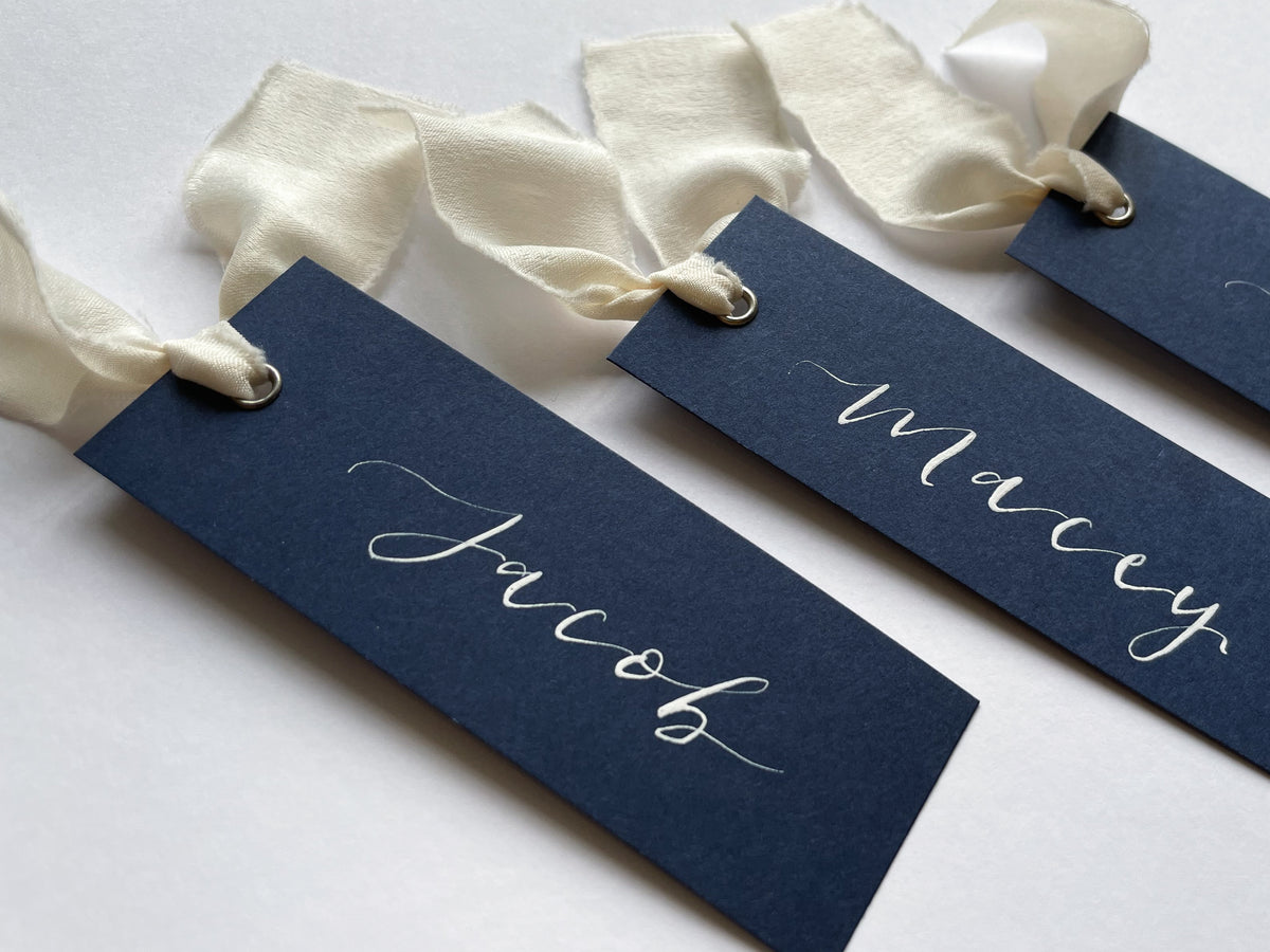 Bookmark Seating Card Bookmark wedding place cards | Honestweddingadvice.com