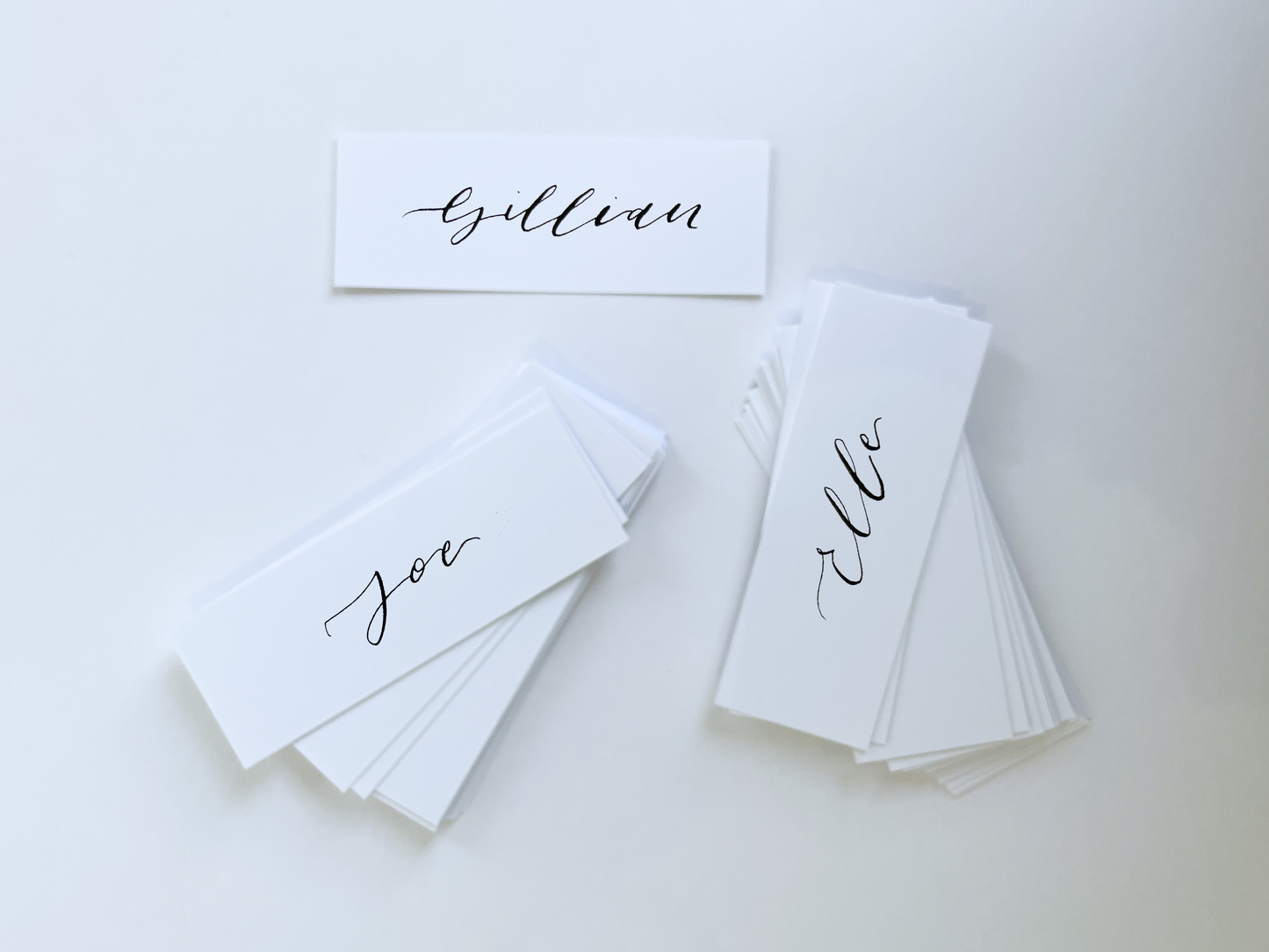 Calligraphy Wedding Place Name Card | White Card with Hand Written Calligraphy optional gold or silver eyelet