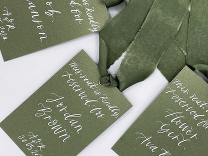 Eucalyptus Card with Ribbon | Calligraphy Wedding Dress Hanger Sign | Reserved Sign