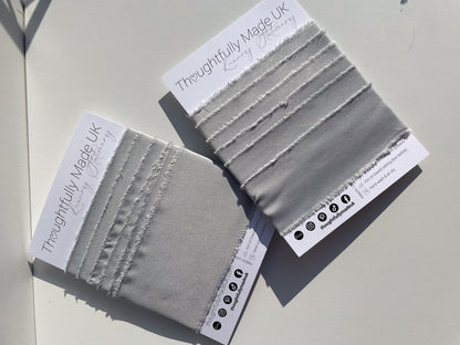 SILVER Satin Ribbon | Hand Torn Raw Edge Silk Style Ribbon 140cm