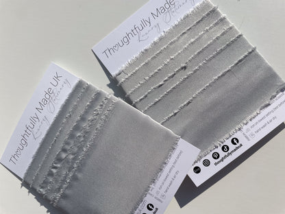 SILVER Satin Ribbon | Hand Torn Raw Edge Silk Style Ribbon 140cm