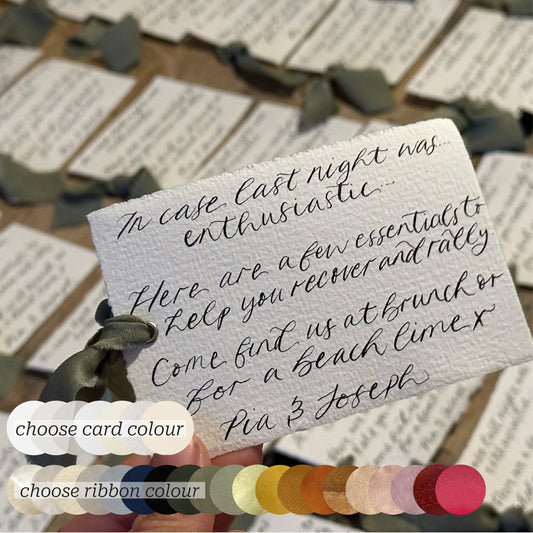 Custom Ribbon Calligraphy Note Card | A7 Wedding Personalised Thank You Note, Info Note