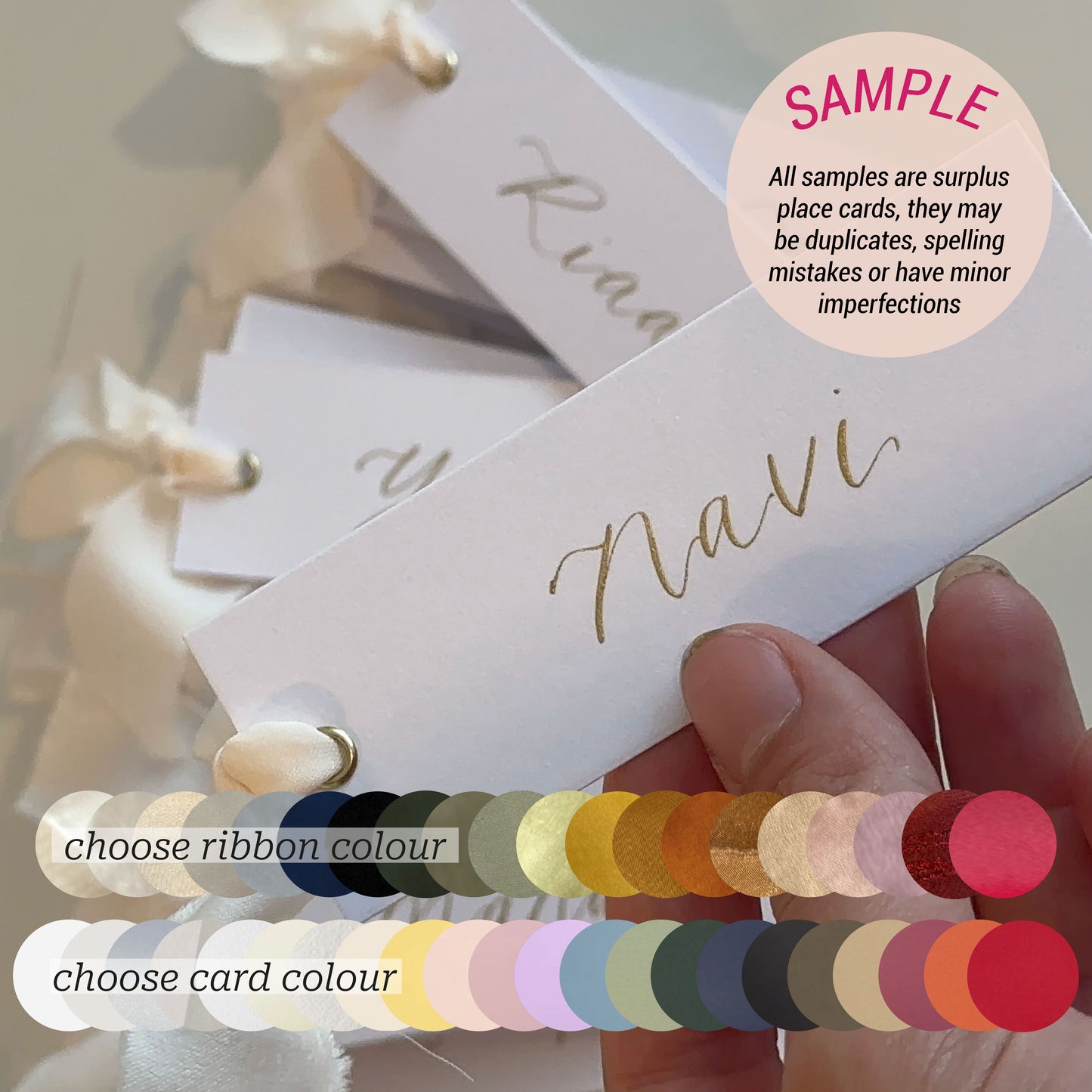 Ribbon Wedding Place Card Sample | Chiffon, Satin & Organza