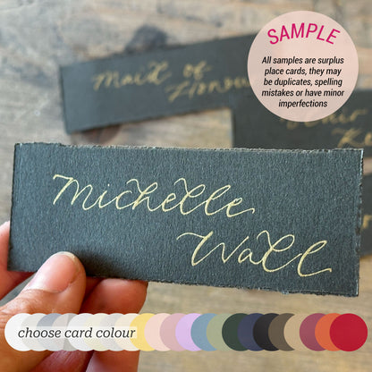 Handwritten Deckle Edge Wedding Place Card Sample | Try Before You Order