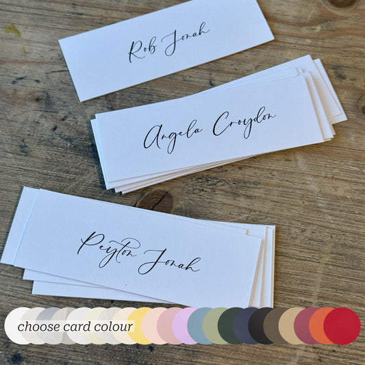 Printed Flat Wedding Place Cards | White Personalised Table Name Cards
