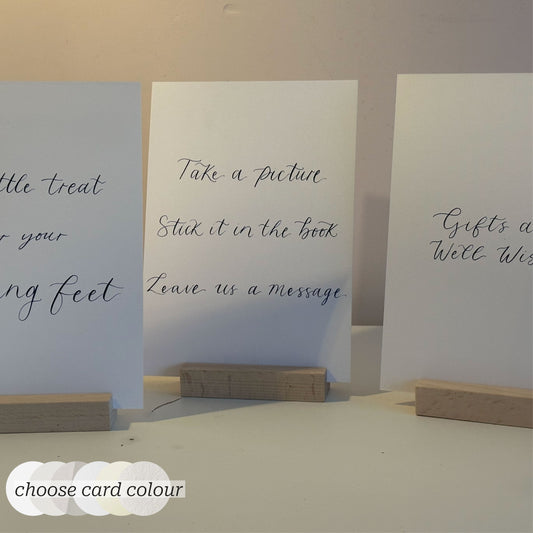 Neutral Custom Calligraphy Wedding Sign | Personalised Cards & Gifts / In Loving Memory A5 A6 Sign