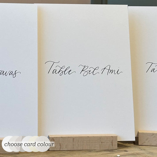 Neutral Custom Calligraphy Table Name & Number  | Personalised Wedding A4 A5 A6 Sign