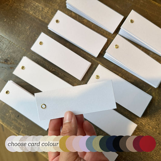 25 BLANK Custom Card Place Card with Eyelet | DIY Add Own Ribbon Wedding Place Name Card