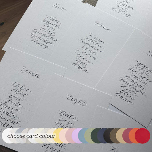 Custom Calligraphy Wedding Table Plan Cards | A5 Personalised Seating Chart Signs