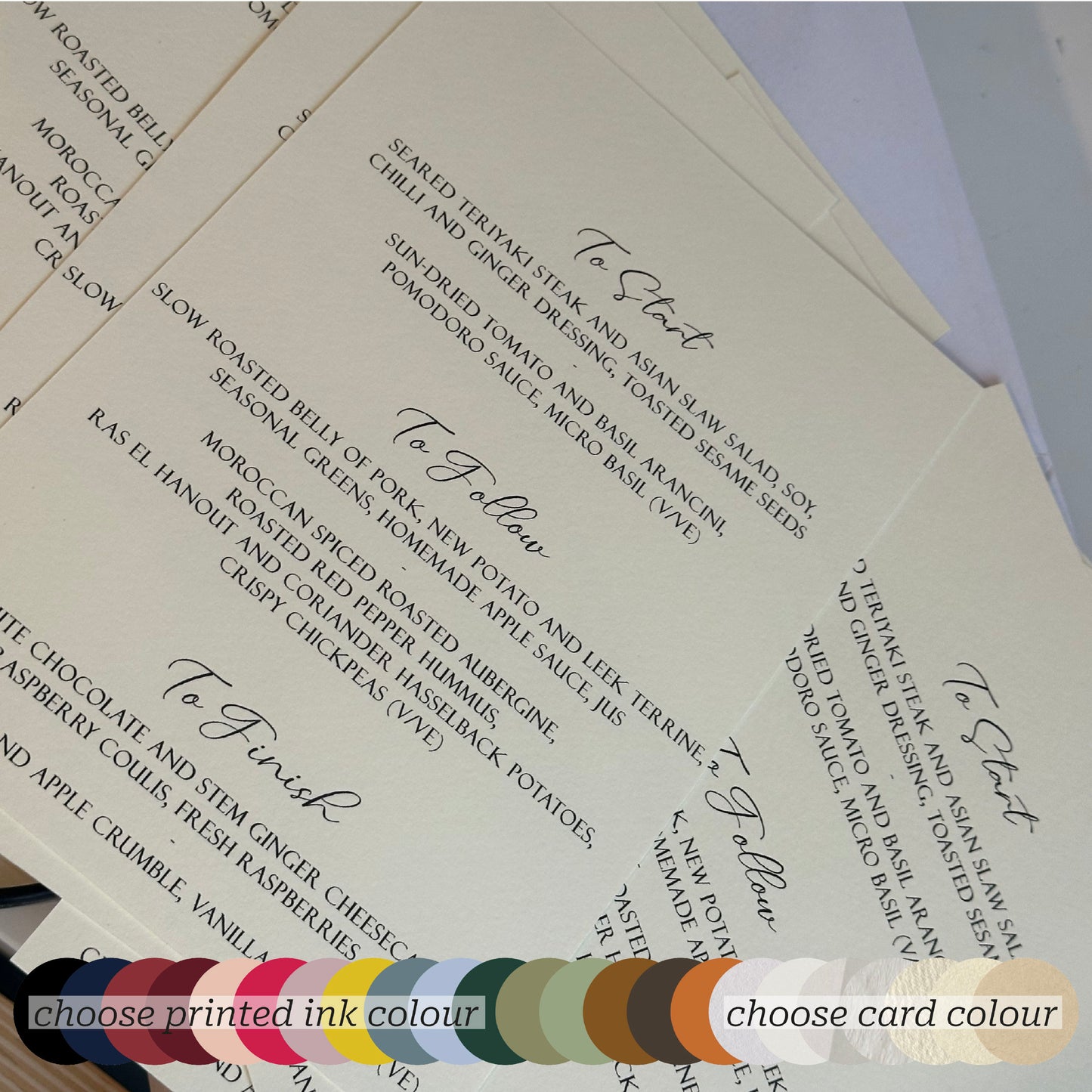 Wedding Menu Cards | A5 Personalised Printed Menu Cards