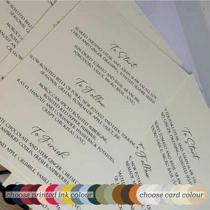 Wedding Menu Cards | A5 Personalised Printed Menu Cards