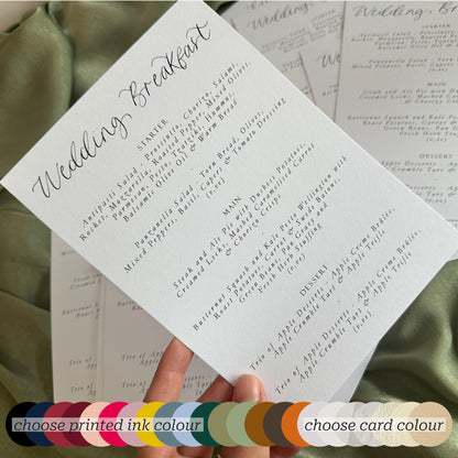 Handwritten Calligraphy Guest Name/Title Menu | A5 Personalised Printed Wedding Menu