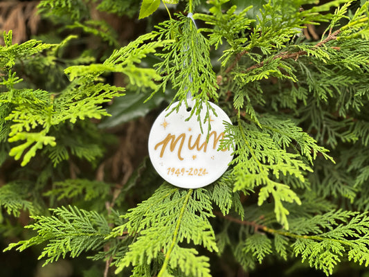 Memorial Calligraphy Christmas Tree Ornament| Loss Grief Date Christmas Bauble | Pet Loss, Baby Loss