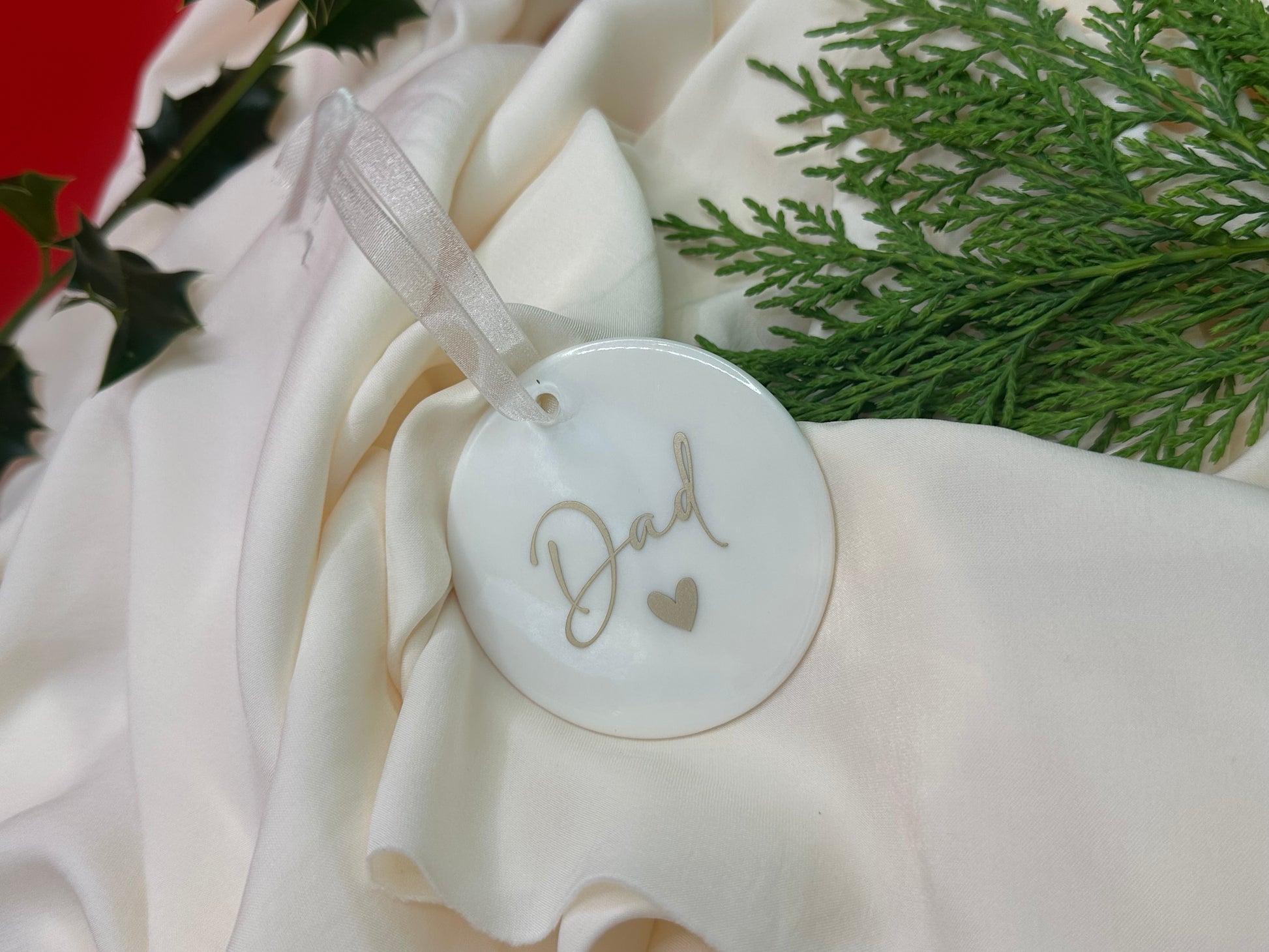 Funeral gift, baby loss gift, child loss gift, grief gift, husband loss, wife loss, parent loss, sibling loss, white feather, feather, dove Personalised Name Christmas Star, Christmas Bauble Gift Ceramic Star Decoration, Gold, Silver, Rose Gold, Metallic, secret Santa gift, husband gift, wife gift, mum gift,