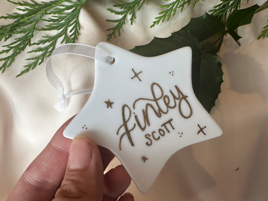 Personalised Baby's First Christmas Decoration | Christmas Bauble Ceramic Ornament | Newborn Gift