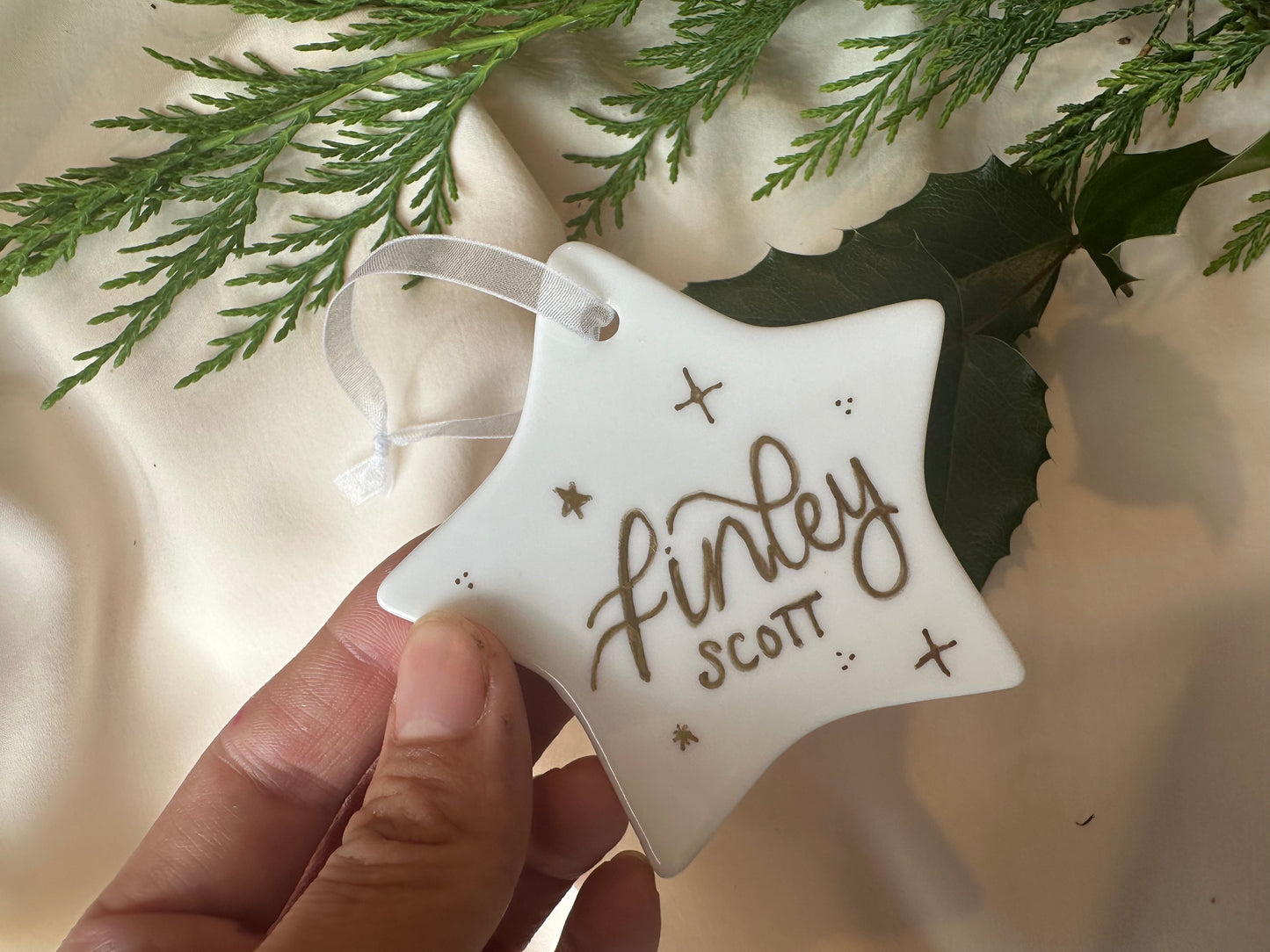 Personalised Baby's First Christmas Decoration | Christmas Bauble Ceramic Ornament | Newborn Gift