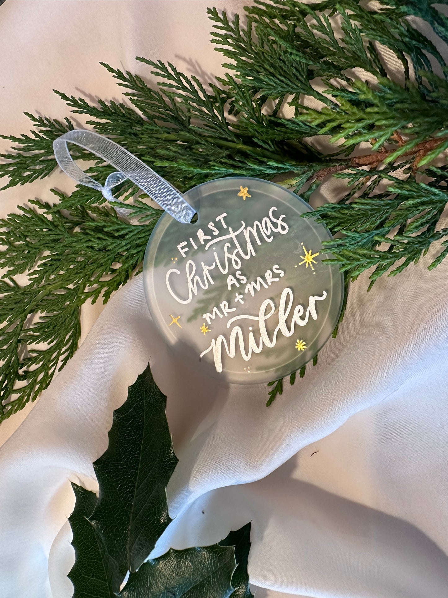 Personalised First Christmas Married Decoration | Keepsake Christmas Bauble | Husband Wife Xmas Gift