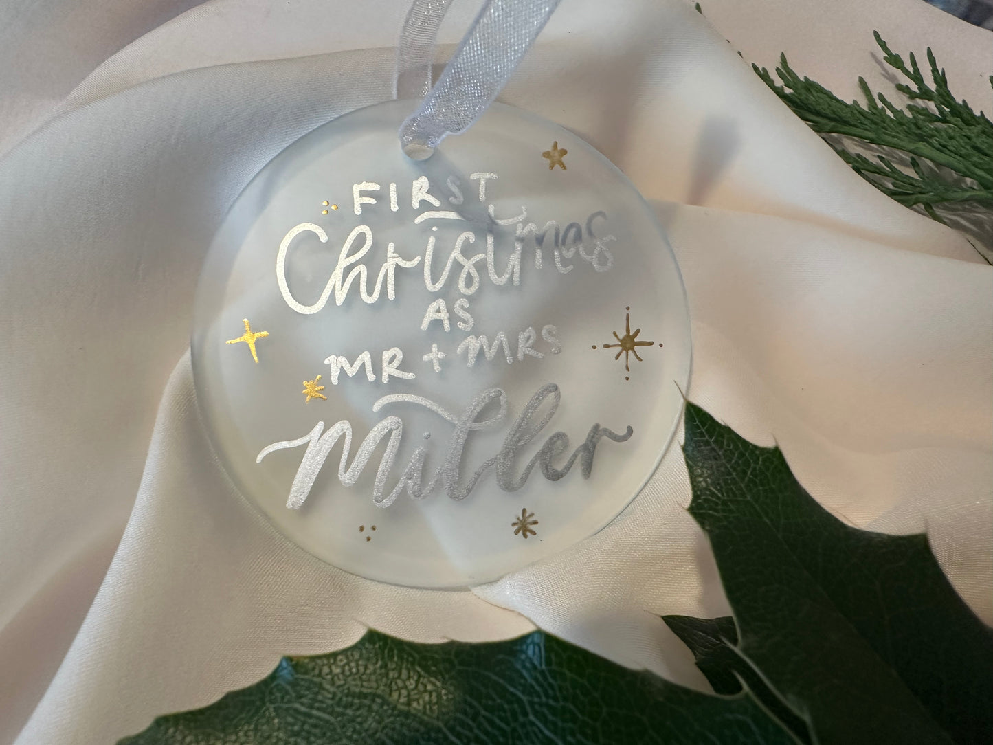 Personalised First Christmas Married Decoration | Keepsake Christmas Bauble | Husband Wife Xmas Gift