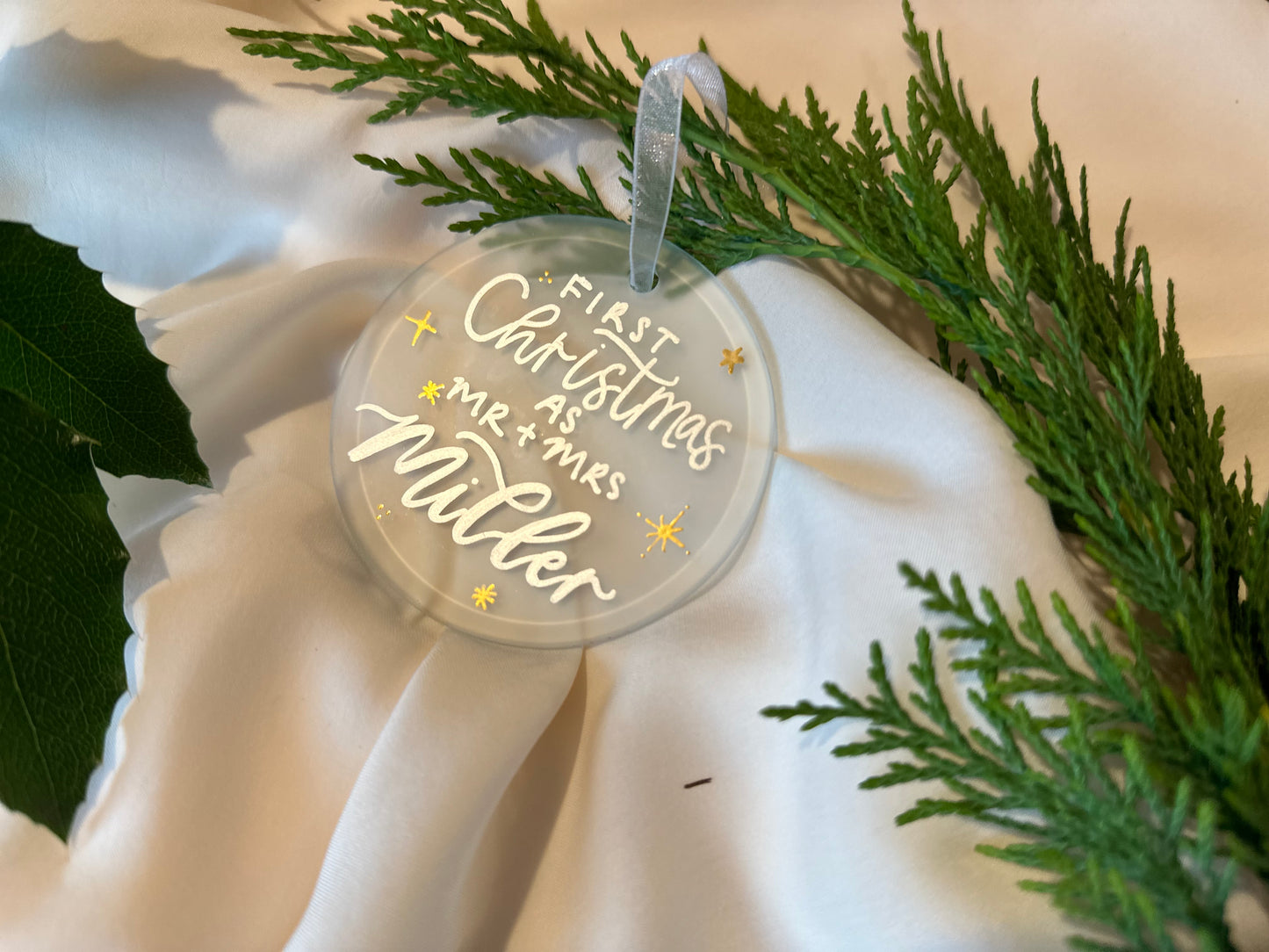 Personalised First Christmas Married Decoration | Keepsake Christmas Bauble | Husband Wife Xmas Gift