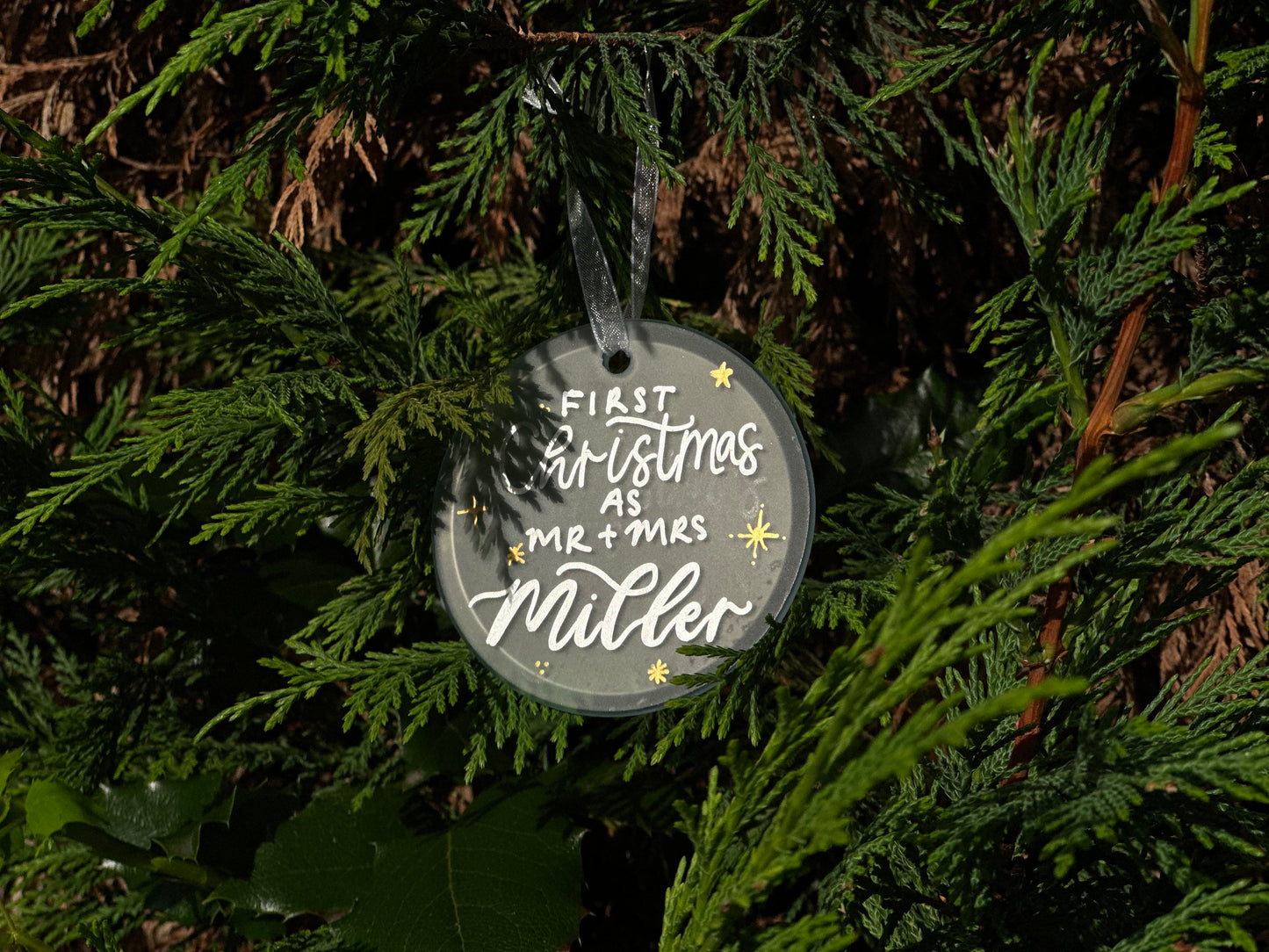 Personalised First Christmas Married Decoration | Keepsake Christmas Bauble | Husband Wife Xmas Gift