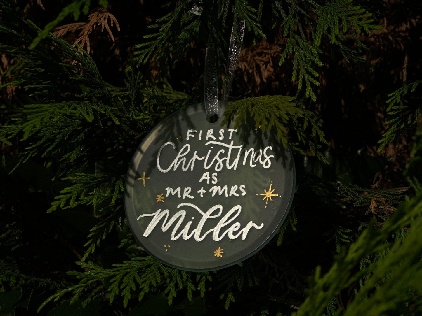 Personalised First Christmas Married Decoration | Keepsake Christmas Bauble | Husband Wife Xmas Gift