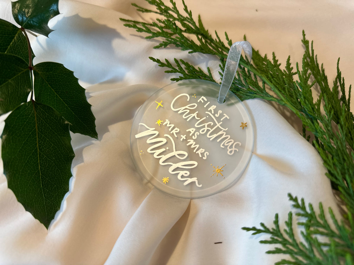 Personalised First Christmas Married Decoration | Keepsake Christmas Bauble | Husband Wife Xmas Gift