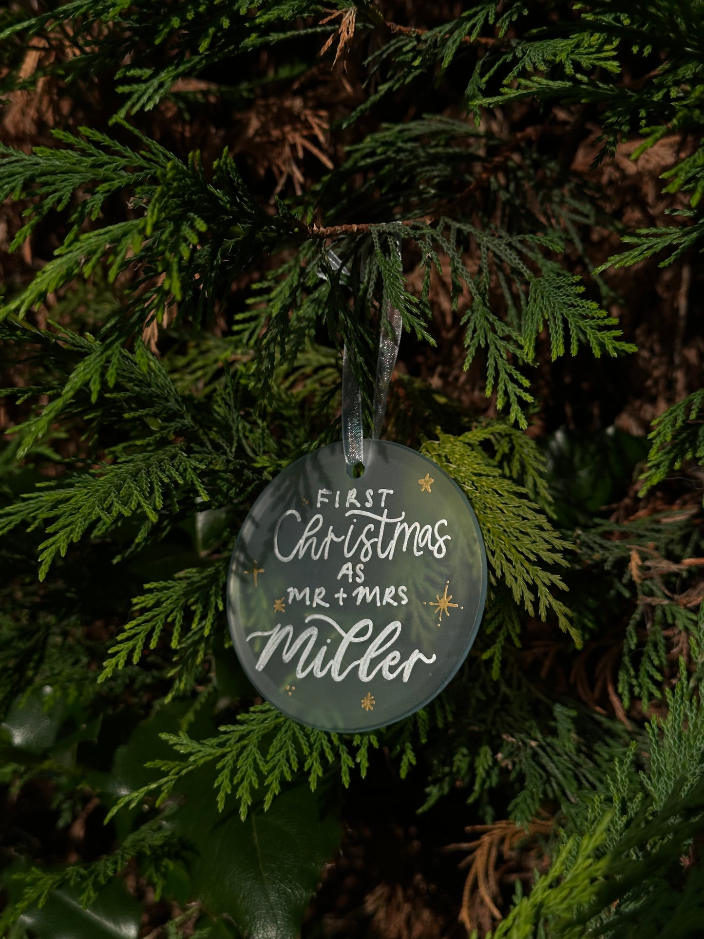 Personalised First Christmas Married Decoration | Keepsake Christmas Bauble | Husband Wife Xmas Gift