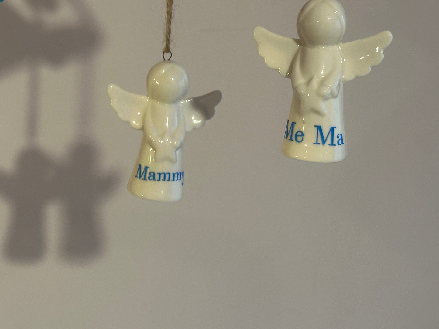 Personalised Angel Tree Decoration: White Glazed Ceramic Remembrance Angel Hanging Ornament [Christmas Bereavement Parent Baby Loss]