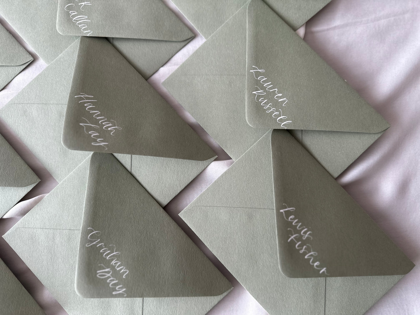 Custom Colour Calligraphy Envelope Place Cards  | Wedding Letter Place Setting