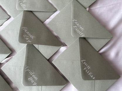 Custom Colour Calligraphy Envelope Place Cards  | Wedding Letter Place Setting