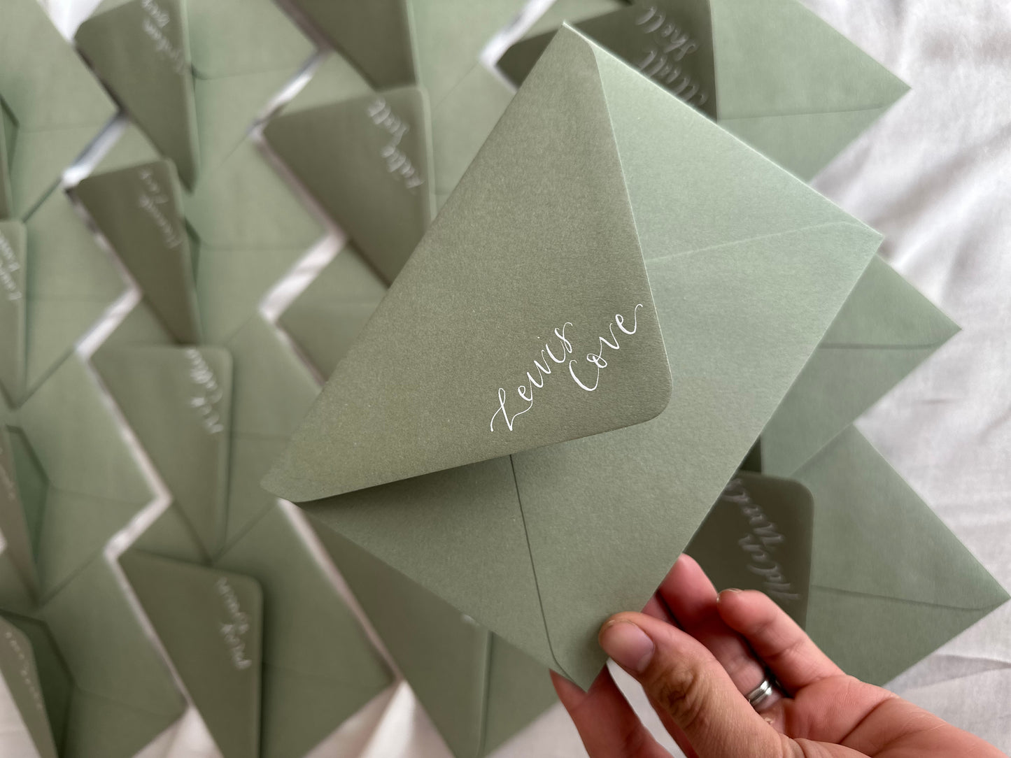 Custom Colour Calligraphy Envelope Place Cards  | Wedding Letter Place Setting