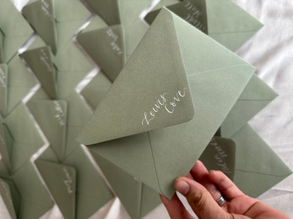 Custom Colour Calligraphy Envelope Place Cards  | Wedding Letter Place Setting