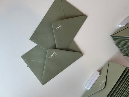 Custom Colour Calligraphy Envelope Place Cards  | Wedding Letter Place Setting