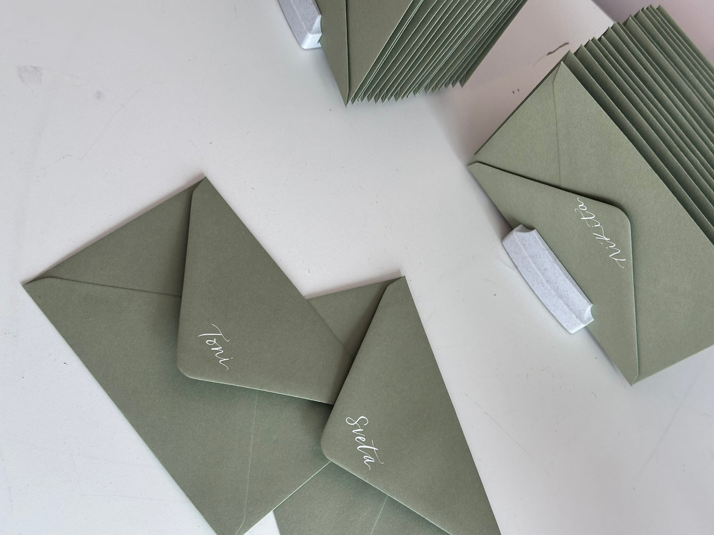 Custom Colour Calligraphy Envelope Place Cards  | Wedding Letter Place Setting