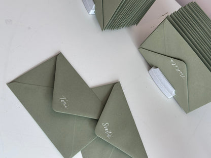 Custom Colour Calligraphy Envelope Place Cards  | Wedding Letter Place Setting