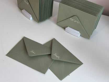 Custom Colour Calligraphy Envelope Place Cards  | Wedding Letter Place Setting