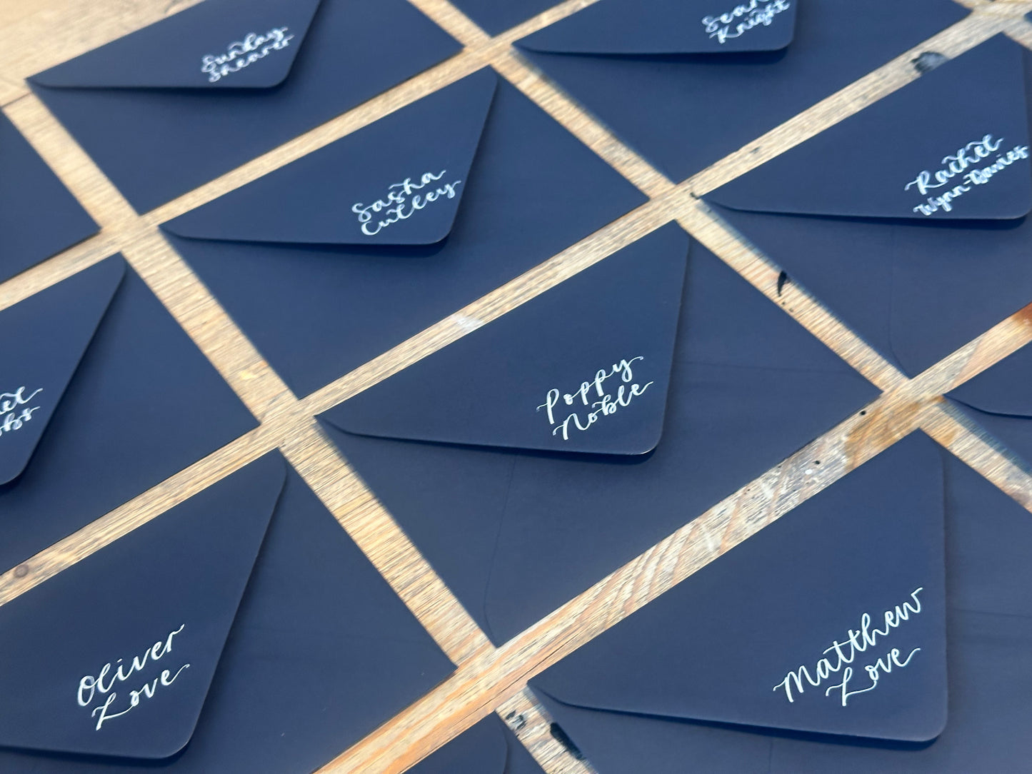 Custom Colour Calligraphy Envelope Place Cards  | Wedding Letter Place Setting