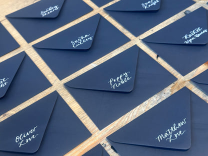 Custom Colour Calligraphy Envelope Place Cards  | Wedding Letter Place Setting