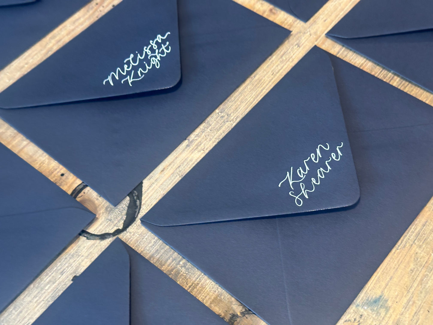 Custom Colour Calligraphy Envelope Place Cards  | Wedding Letter Place Setting