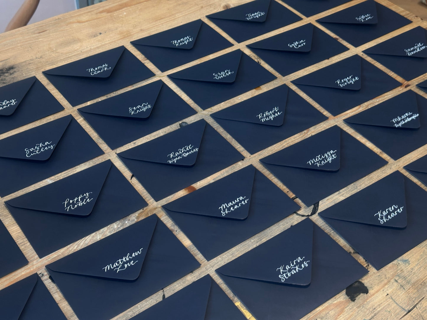 Custom Colour Calligraphy Envelope Place Cards  | Wedding Letter Place Setting
