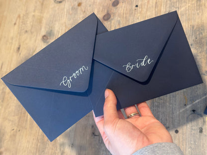 Custom Colour Calligraphy Envelope Place Cards  | Wedding Letter Place Setting