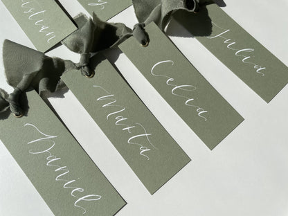 Green Place Card, Sage Place Card, Eucalyptus Place Card, Calligraphy Place Card, Calligraphy Place Name
