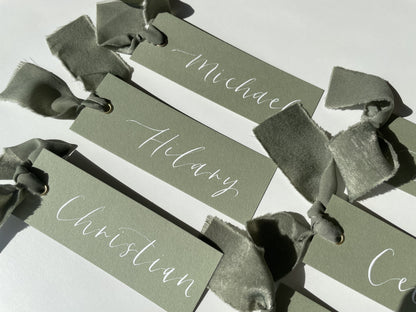Green Place Card, Sage Place Card, Eucalyptus Place Card, Calligraphy Place Card, Calligraphy Place Name