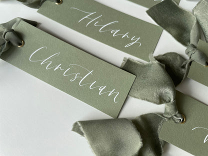 Green Place Card, Sage Place Card, Eucalyptus Place Card, Calligraphy Place Card, Calligraphy Place Name