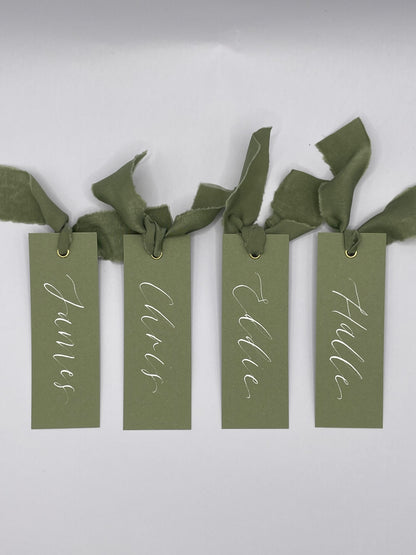 Green Place Card, Sage Place Card, Eucalyptus Place Card, Calligraphy Place Card, Calligraphy Place Name