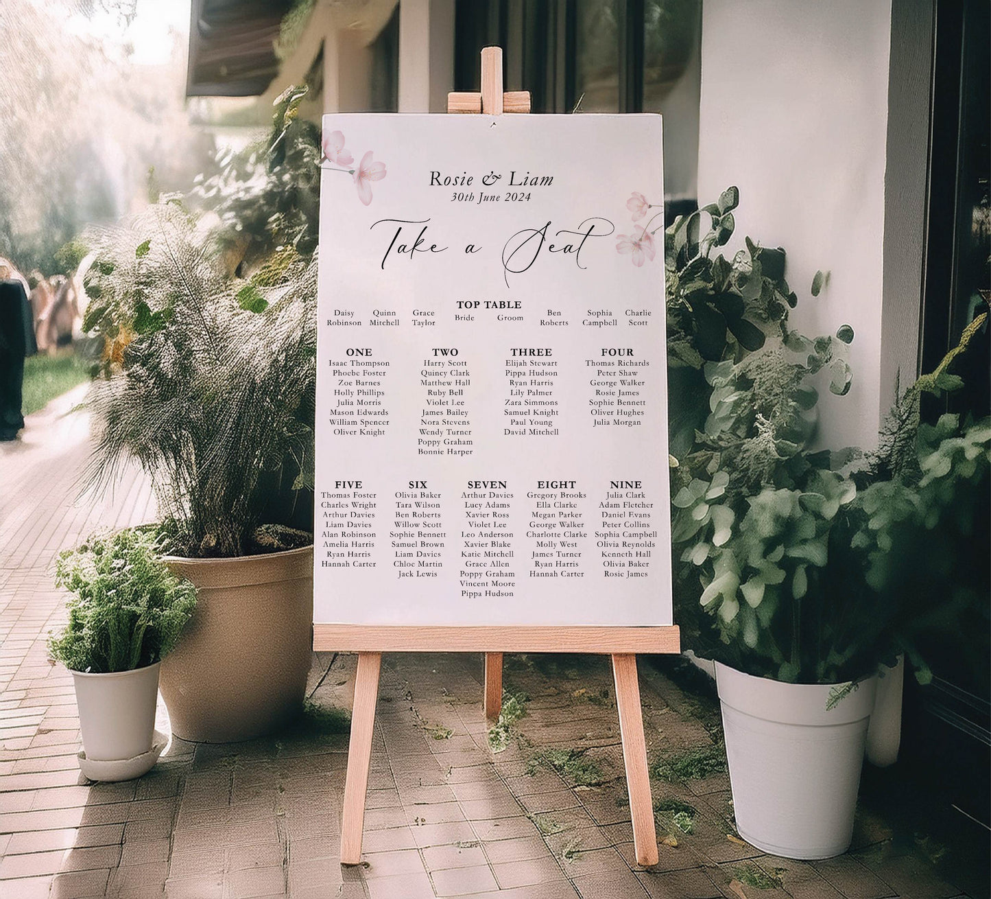 Wedding Table Plan | Printed Seating Chart | A1 A2 A3 Personalised Wedding Seat Sign