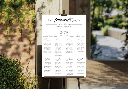 Wedding Table Plan | Printed Seating Chart | A1 A2 A3 Personalised Wedding Seat Sign