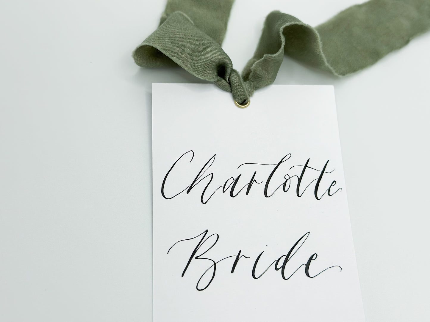 White Card with Ribbon | Calligraphy Wedding Dress Hanger Sign | Reserved Sign